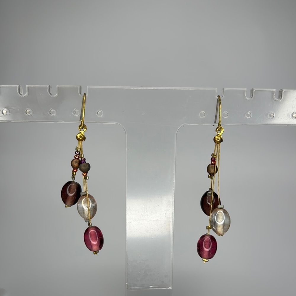 Elegant Gold and Brown Dangle Earrings